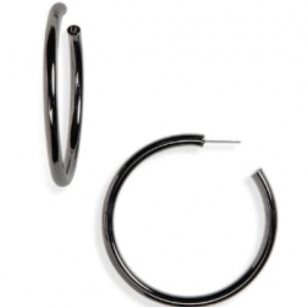 Only worn once - uncommon James gunmetal hoops